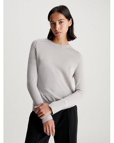 Calvin Klein Schmaler Pullover aus feiner Wolle - Grau