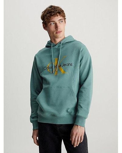 Calvin Klein Sudadera de felpa de mezcla de algodón con capucha - Verde