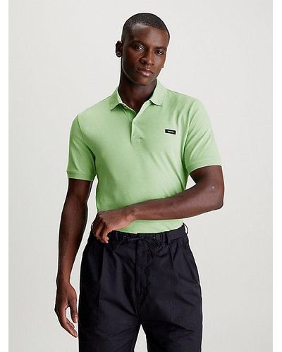 Calvin Klein Schmales Poloshirt aus Stretch-Piqué - Grün