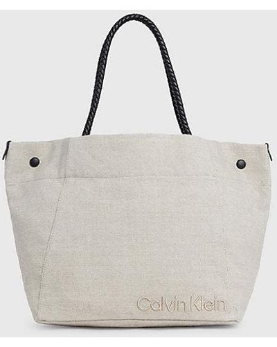 Calvin Klein Grote Linnen Tote Bag - Grijs