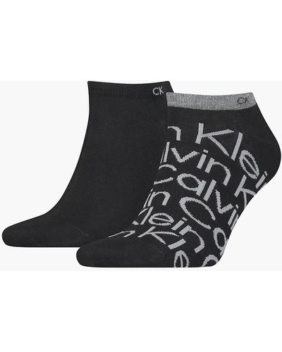 Calvin Klein 2 Pack Logo Ankle Socks - Black