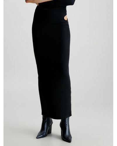 Calvin Klein Slim Cut Out Detail Skirt - Black