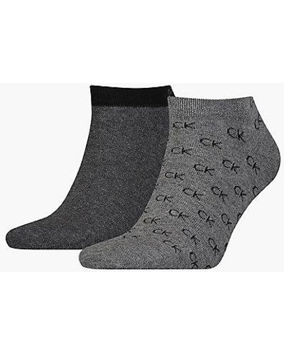 Calvin Klein 2 Pack Logo Ankle Socks - - Grey - Men - 39-42 - Negro