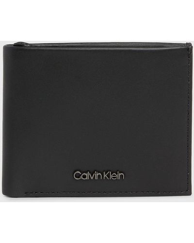 Calvin Klein Portefeuille 2 volets en cuir anti-RFID - Noir