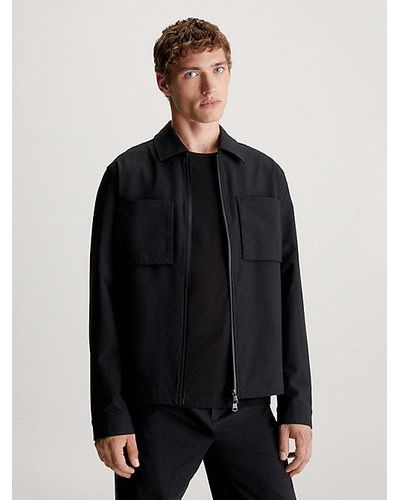 Calvin Klein Overshirt Met Rits Van Technisch Stretch - Zwart