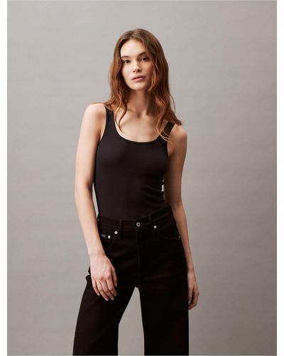 Calvin Klein Cotton Contour Rib Bodysuit - Black
