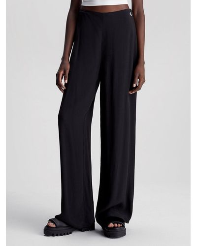 Calvin Klein Pantalon ample en mousseline - Noir
