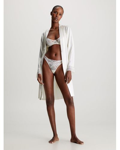 Calvin Klein Robe en soie et dentelle - Blanc
