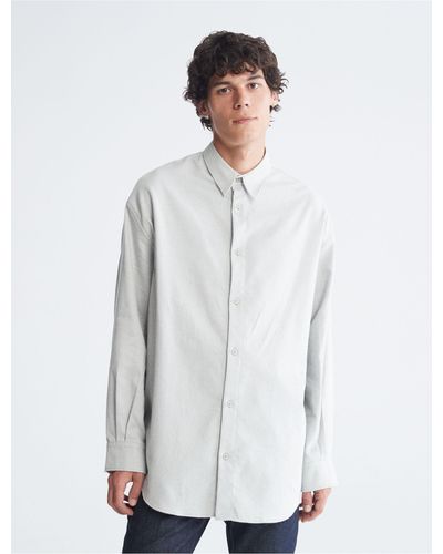 Calvin Klein Relaxed Flannel Button-down Shirt - White