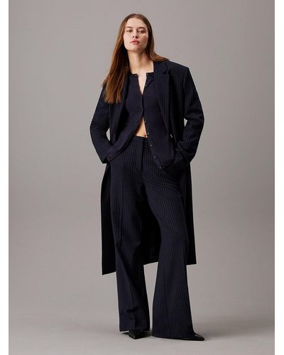 Calvin Klein Oversized Pinstripe Tailored Coat - Black