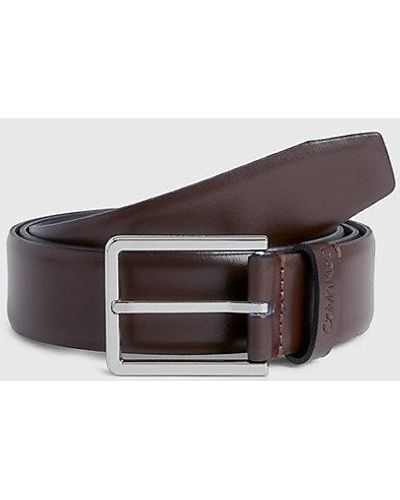 Calvin Klein Leather Belt - - Black - Men - 85 Cm - Bruin