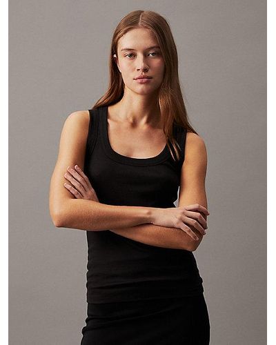 Calvin Klein Camiseta de tirantes slim de canalé - Negro