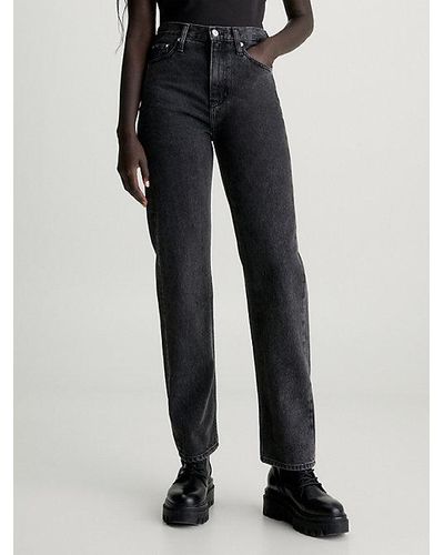 Calvin Klein High Rise Straight Jeans - Zwart