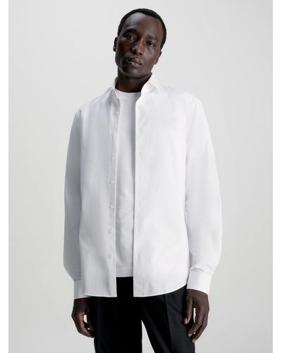 Calvin Klein Chemise slim en popeline lastique - Blanc
