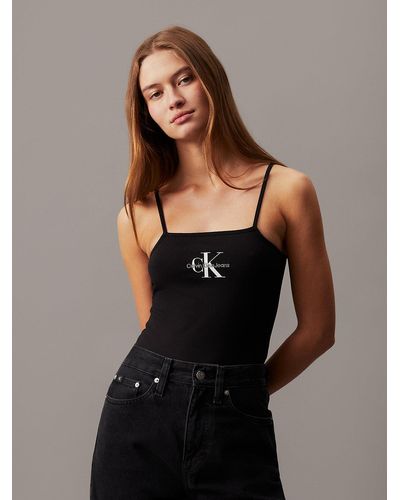 Calvin Klein Body à monogramme en coton élastique - Bleu