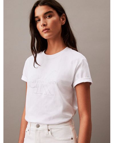 Calvin Klein Tonal Monogram Logo T-shirt - White