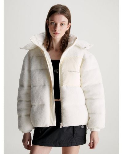Calvin Klein Unisex Sherpa Puffer Jacket - Natural