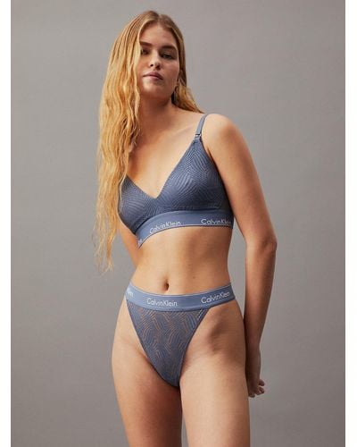 Calvin Klein Lace Thong - Blue