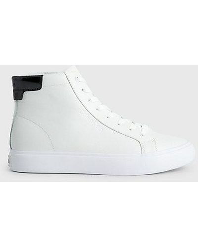 Calvin Klein High Top Sneakers aus Leder - Weiß