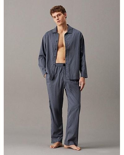 Calvin Klein Pyjamaset Van Poplinkatoen - Grijs