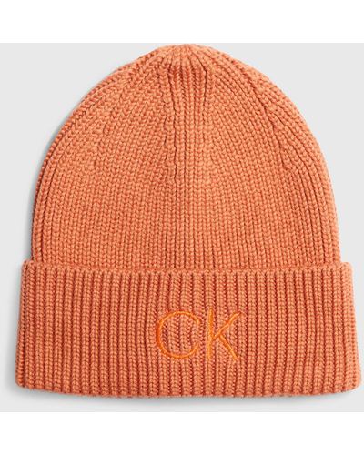 Calvin Klein Bonnet en coton - Orange