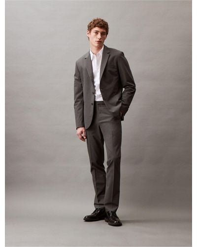 Calvin Klein Stretch Work End-on-end Slim Fit Pants - Grey