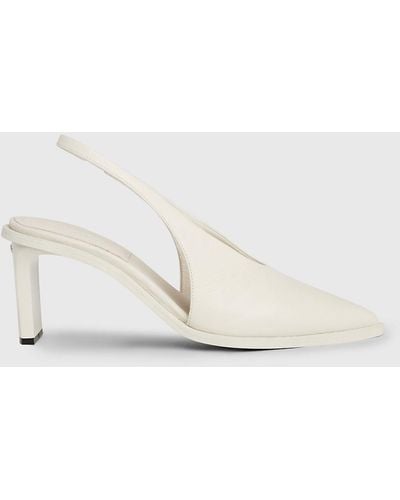 Calvin Klein Leather Slingback Court Shoes - Natural
