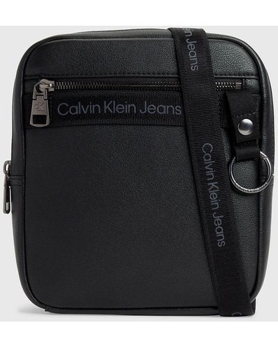 Calvin Klein Faux Leather Crossbody Reporter Bag - Black
