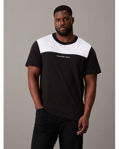 Calvin Klein Plus Size Colour Block T-shirt - Black