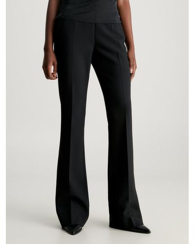 Calvin Klein High Rise Bootcut Trousers - Black