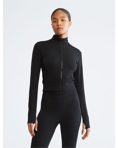Calvin Klein Performance Seamless Mock Neck Jacket - Black