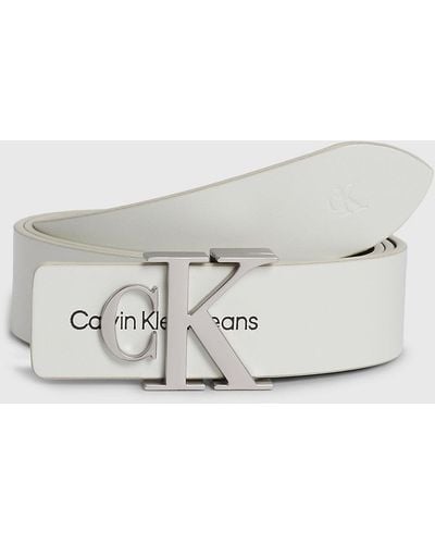 Calvin Klein Ceinture en cuir avec logo - Blanc