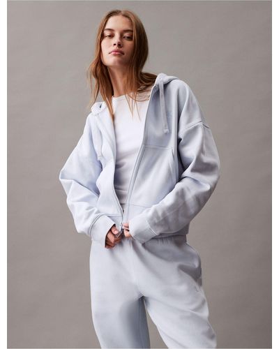 Calvin Klein Archive Logo Fleece Zip Hoodie - Grey