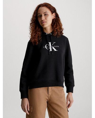 Calvin Klein Fleece-katoenmix Hoodie - Zwart