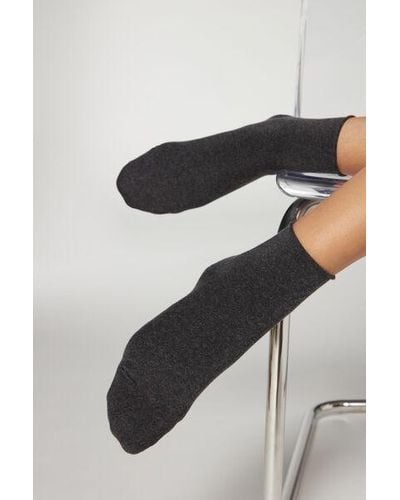 Calzedonia Seamless Short Socks With Cashmere - Grey