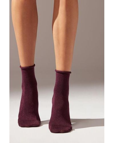 Calzedonia Glitter Soft Edge Short Socks - Purple