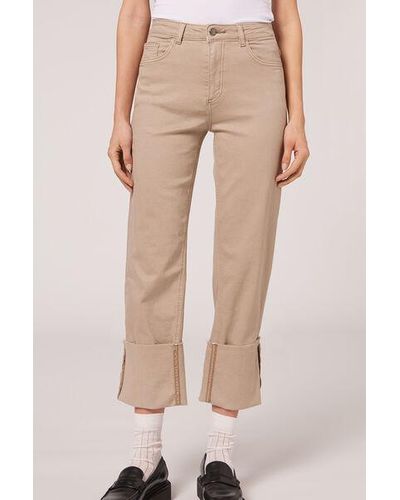 Calzedonia Culotte Jeans With Removable Turn-Ups - Natural