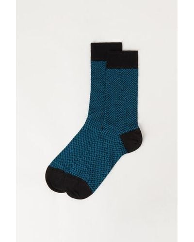 Calzedonia ’S Herringbone Pattern Short Socks - Blue