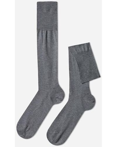 Calzedonia Men's Lisle Thread Long Socks - Grey