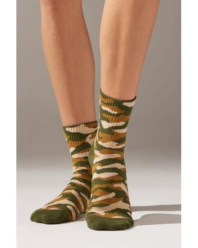 Calzedonia Camouflage-Patterned Short Sport Socks - Green