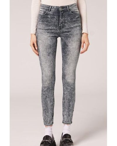 Calzedonia Soft Touch High-Waist Skinny Push-Up Jeans - Grey