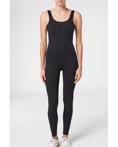 Calzedonia Ribbed Seamless Sport Long Jumpsuit - Blue