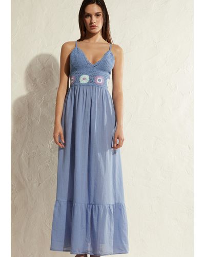 Calzedonia Long Dress With Crochet Top - Blue