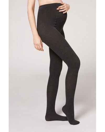 Calzedonia Maternity Opaque Tights With Cashmere Dark - Grey