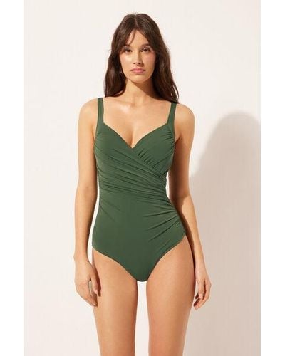 Calzedonia Lightly Padded Slimming Swimsuit Indonesia - Green
