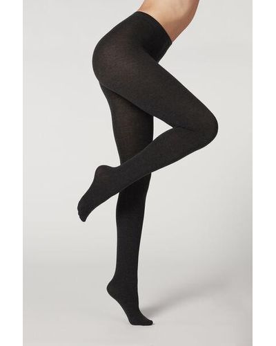 Calzedonia Soft Modal And Cashmere Blend Tights Dark - Grey