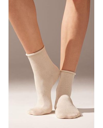 Calzedonia Glitter Short Socks - Natural