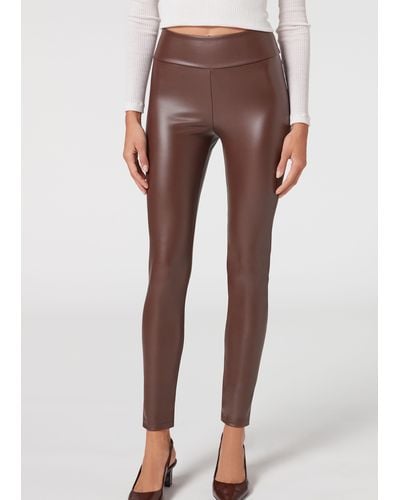 Calzedonia Thermal Leather-look leggings in Blue