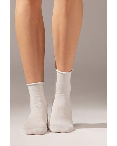 Calzedonia Glitter Short Socks - White