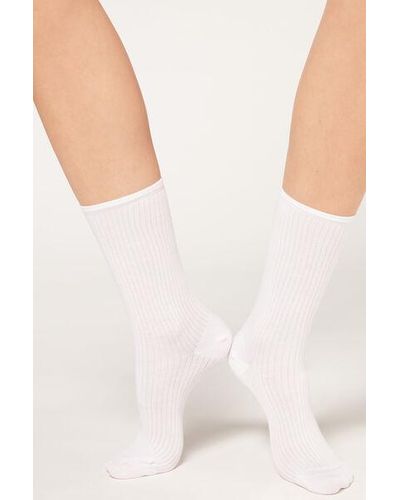 Calzedonia Ribbed Short Socks - White